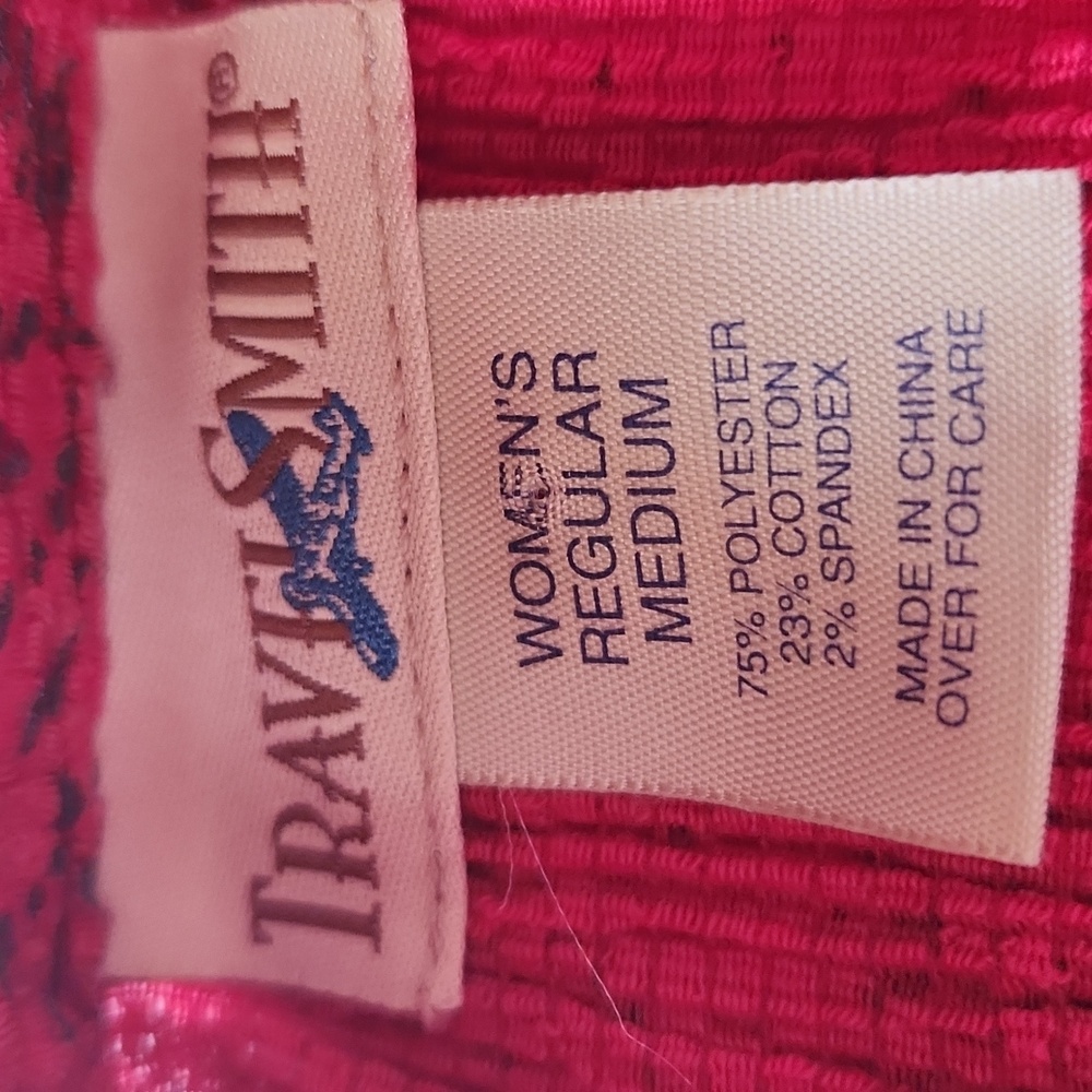 TravelSmith Women's Red Button Front Blouse, Size M - Picture 2 of 4